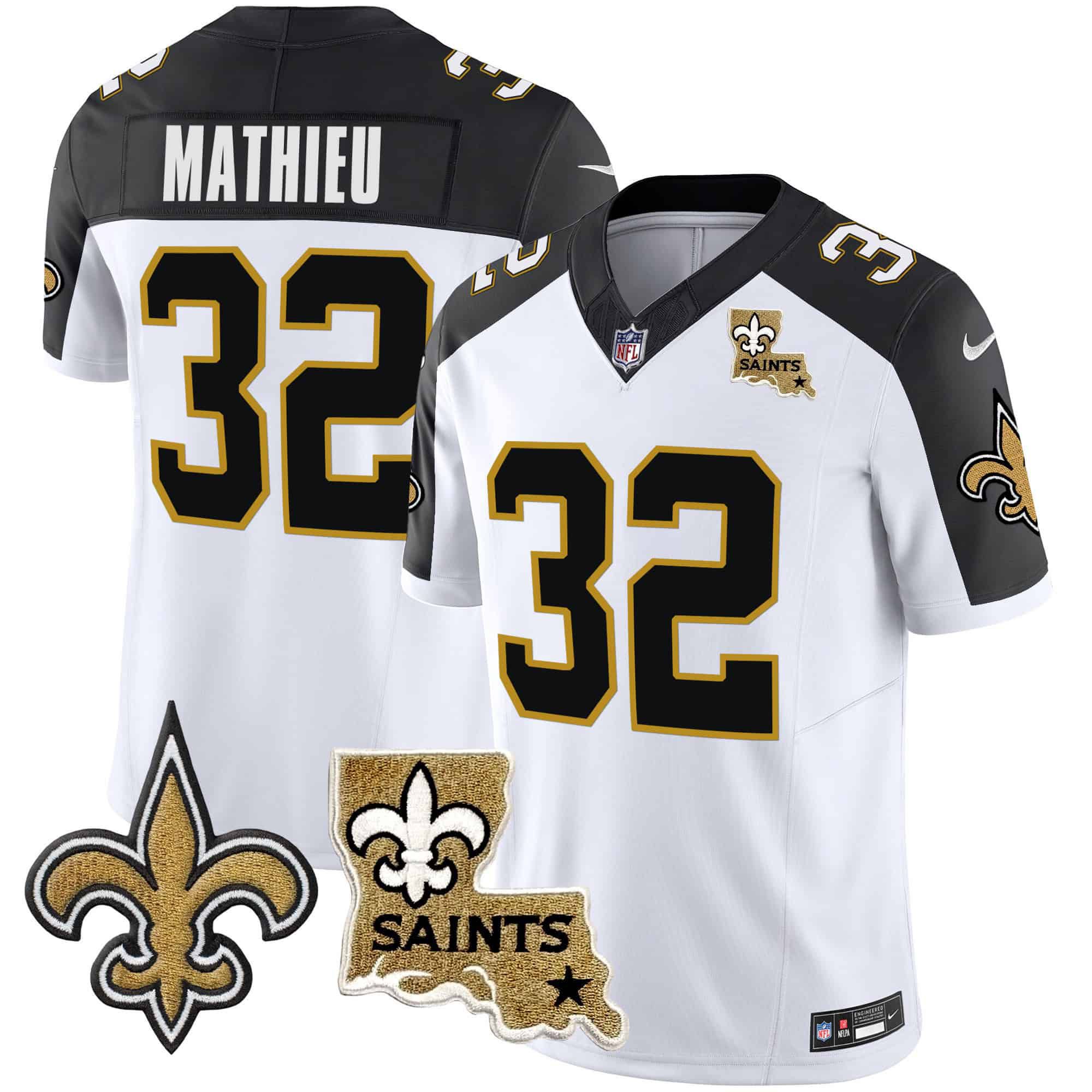 Men New Orleans Saints #32 Mathieu White 2024 Nike Vapor Limited NFL Jersey style 1